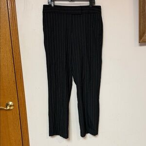 3/$15 Liz Claiborne Easy Care Audra Dark Gray Flat Front Pinstripe Dress Pant